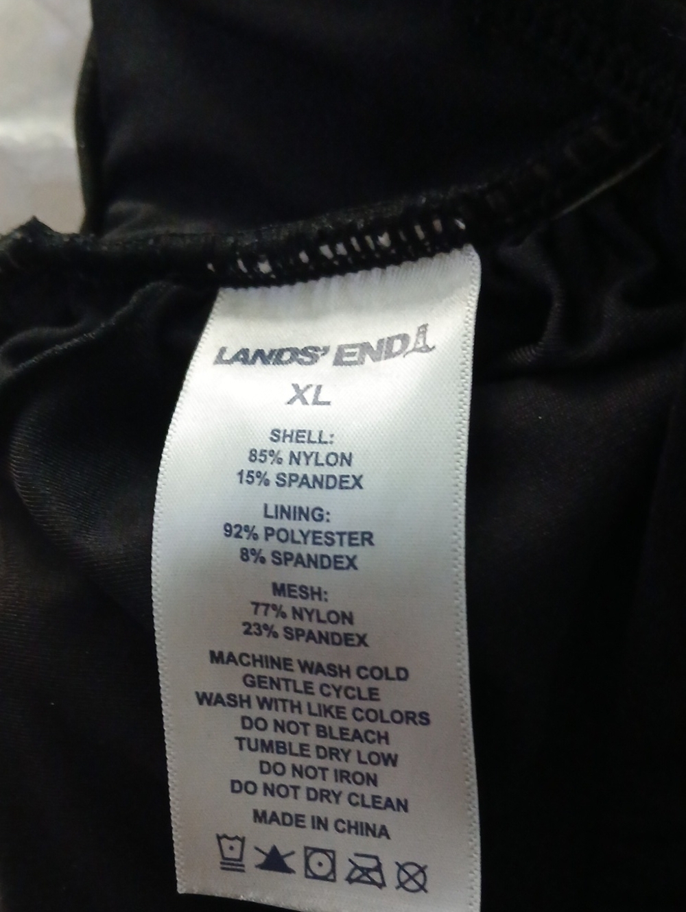Lands' End Black High Neck One-Piece Swimsuit with Sheer Waist Panels Size Xl - Picture 5 of 5